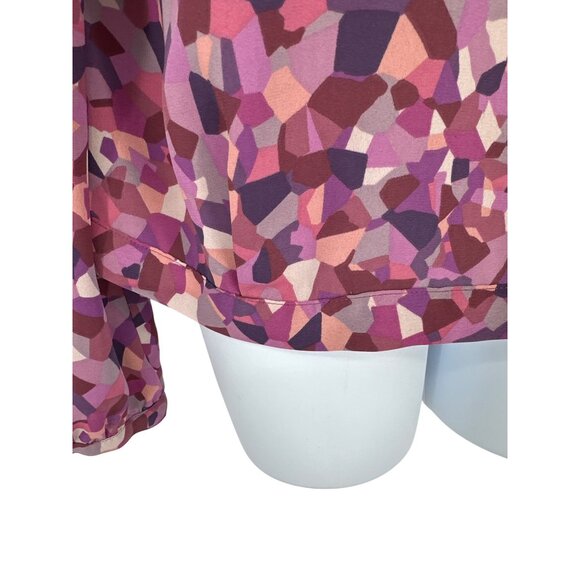Cabi Pink & Purple Geometric Print Long Sleeve Blouse With Keyhole Tie Back Sz M - Picture 3 of 10